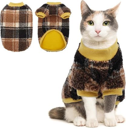 Cat Clothes -2 Legged Pullover Cat Sweater Soft Warm Pet Apparel Kitten Clothes for Kittens Only Elastic, Yellow XL