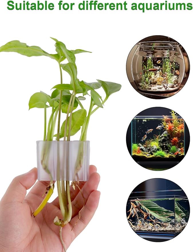 3 Holes Upgraded Aquatic Plant Cup Aquarium Plant Holder for Tank, Hanging Aquarium Plant Holder, Aquarium Aquatic Plant Cultivation, Aquarium Plant Decoration - 2 Pcs White