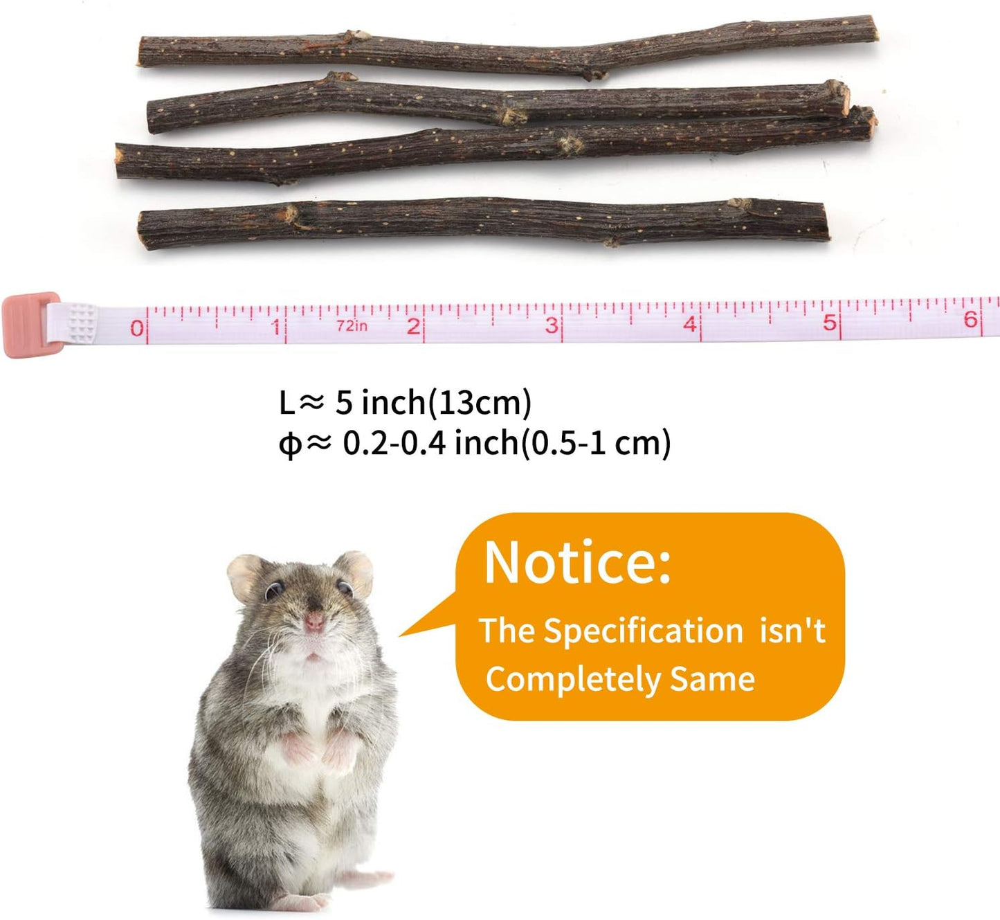 Natural Apple Sticks, 500g Treats Food for Small Animals, Chew Toys for Chinchilla Guinea Pigs Rabbit Squirrel Hamster Bunny