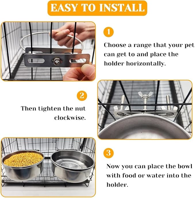 PINVNBY 2pcs Stainless Steel Bird Bowl Water Bowl Stainless Steel Bird Feeding Dish Cups for Parrot Parakeet African Greys Conure Cockatiels Lovebird (Diameter: 4.72 inches M)