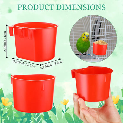120 Pcs Cage Cups Chicken Birds Feeder Cups Plastic Hanging Chicken Feeders and Waterers 8 oz Feeding Bowl for Gamefowl Supplies Pet Pigeon Poultry Parrot Parakeet Rooster Rabbit(Red)