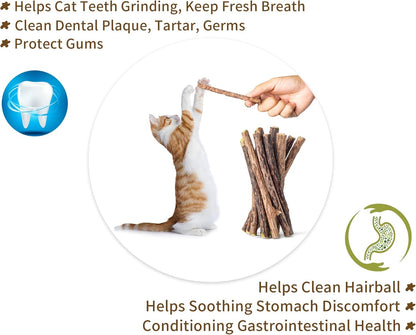 [ 15pcs Silvervine Sticks for Cats, Matatabi Cat Chew Sticks, Catnip Toys, Wooden Dental Sticks for Indoor Cats, Kitty, Kitten Teething Interactive Wand Toys