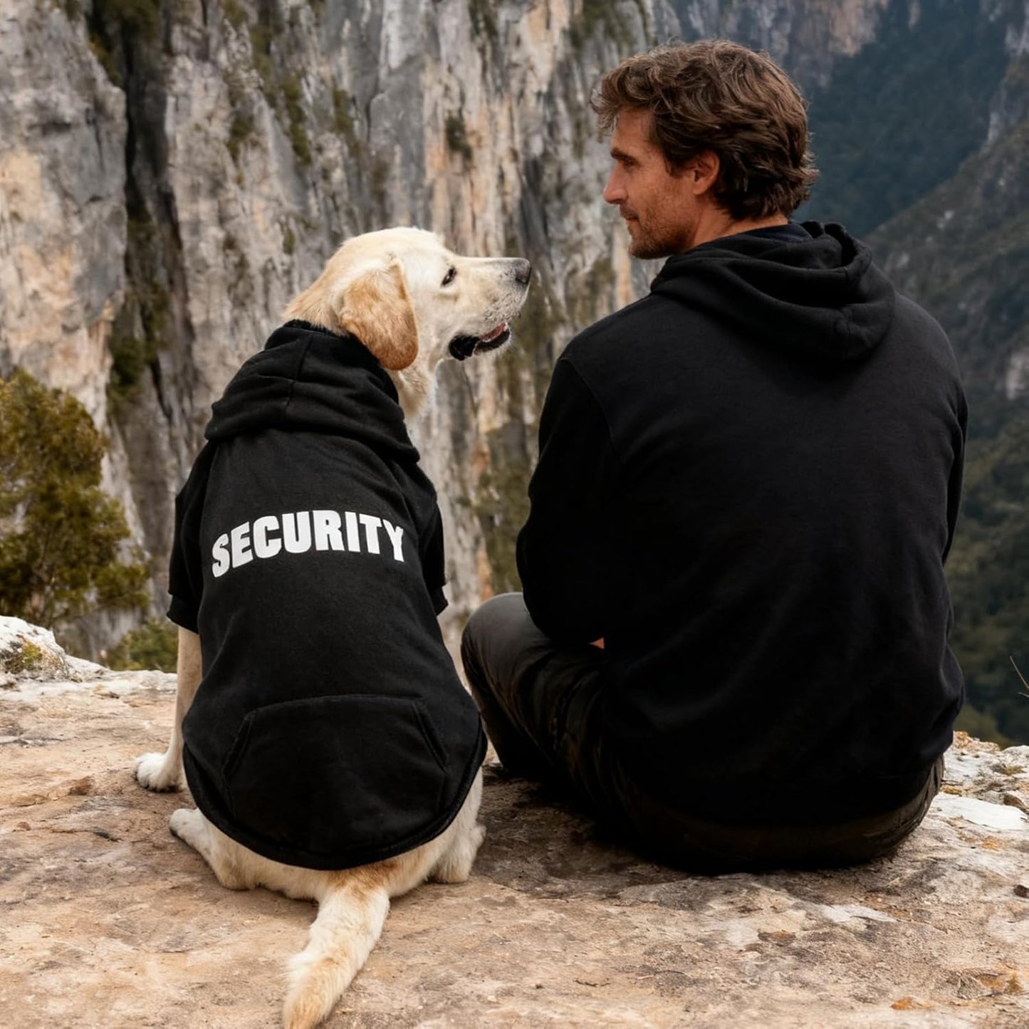 PUPTECK Security Dog Hoodie, Soft Warm Winter Pet Sweater Clothes, Puppy Cold Weather Coats Hooded Sweatshirt with Pocket, Dog Halloween Costume for Small Medium Large Dogs, Black XL