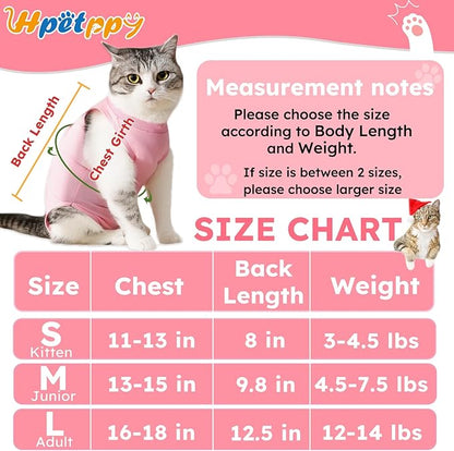 Cat Recovery Suit, Breathable Cat Surgery Recovery Suit Female, Cat Onesie for Cats After Surgery Spay Surgical Abdominal Wound Skin Diseases Cone of Shame Alternative (Pink,S)