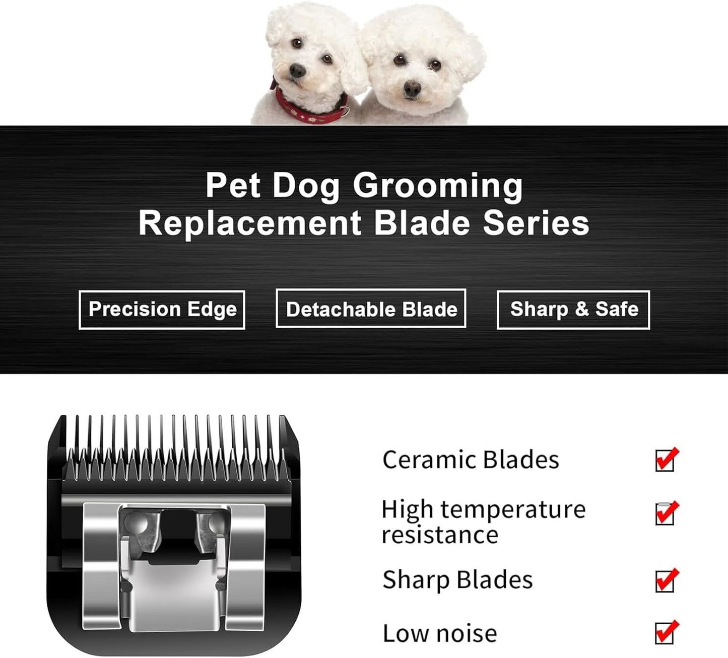 Audoc 10 Blades Dog Grooming Blades Compatible with Andis/Oster A5/Wahl KM-10 Series Dog Clippers,Detachable Clipper Replacement Blade,Black,Size 10 Blade 1/16" (10#/2PCS)