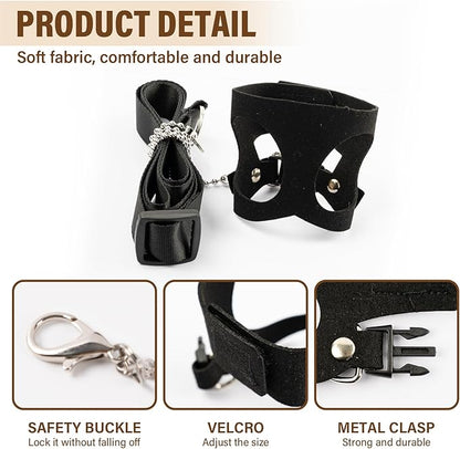 3Pcs Rat Harness and Leash, Small Animal Training Walking Vest Leash Adjustable Traction Rope Strap for Squirrel Gerbil Chinchilla Rat (Black)