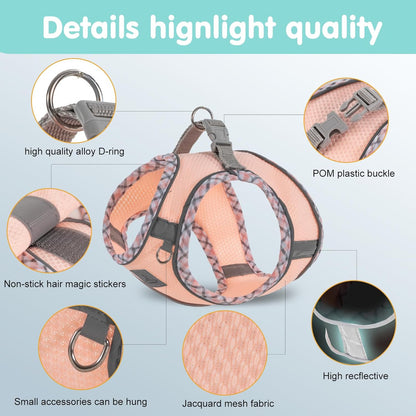 Dog Harness and Leash Set, No Pull Pet Harness for Small Dogs Easy Walking,Soft Breathable Small Dog Harness,Adjustable Reflective Step in Vest Harness for Puppy ,kitten, Cats