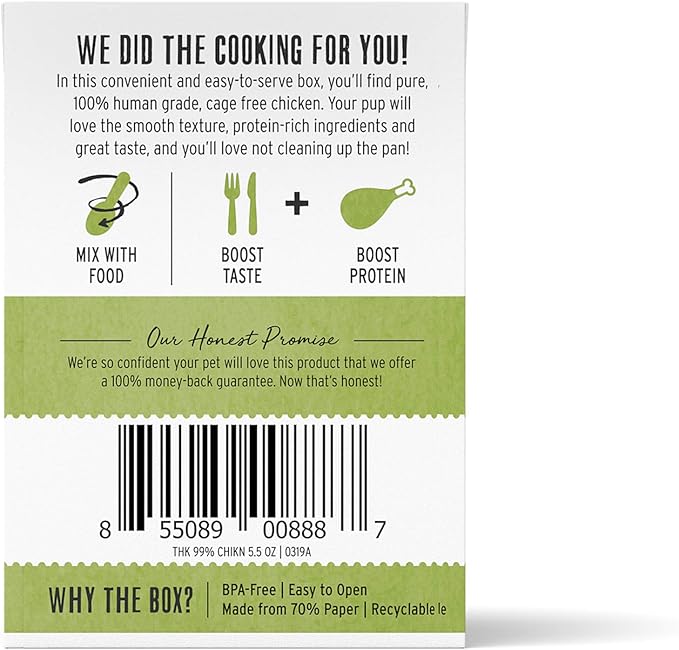 The Honest Kitchen Human Grade Grain Free Meal Booster: 99% Chicken (12 pack), 5.5 oz