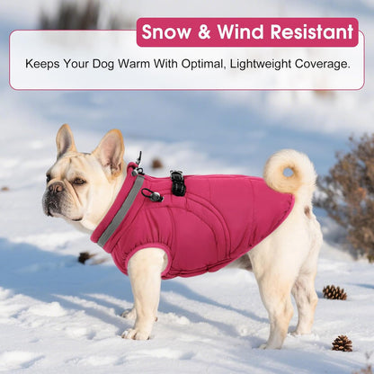 SAWMONG Dog Coat, Warm Dog Winter Coat, Waterproof Fleece Jacket, Cold Weather Dogs Jacket (XL,Rosered)
