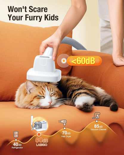 LABIGO Dog Grooming Vacuum, 12000Pa Dog Hair Vacuum with Pet Clipper, 1.8L Pet Vacuum for Shedding Grooming Trimming, 3 Suction Modes Grooming Kit with 4 Grooming Tools for Cats