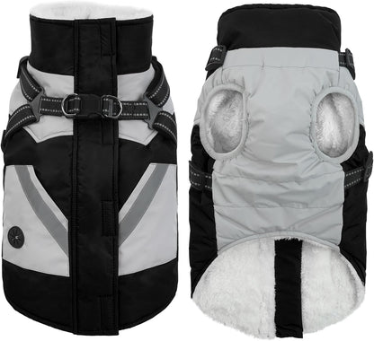 IECOii Warm Small Dog Coat Harness with D Ring - Black, Small, Zip Dog Jacket Winter Reflective, Fleece Lined Snowsuit, Pet Clothes for Yorkshire Terrier, Bichon, Shih Tzu