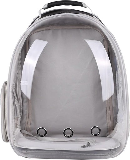 halinfer Dual Extension Pet Backpack Carrier for Large Cat and Small Puppy up to 20 Pounds, Clear Space Capsule Astronaut Transparent Bubble Window Pet Vet Travel Visit Bag