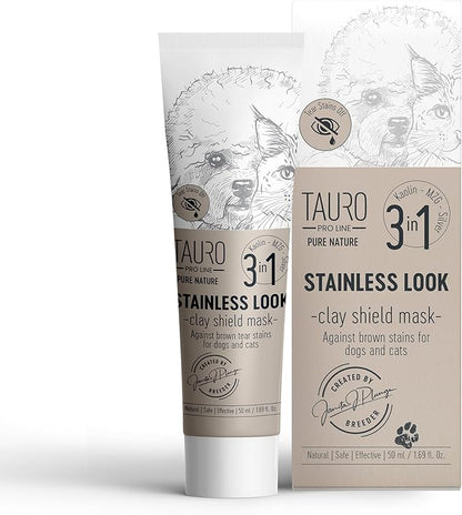 Tauro Pro Line Clay Tear Stain Remover for Dogs - Shield Mask for Eyes, Ears, Mouth, Gentle Grooming Product for Dogs, Puppy & Cat (Stainless Look - 1.69 Fl Oz)