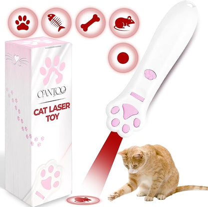 Cat Toy - Dog Toy | Wall Image Projector | Indoor Interactive Cat Toy with 5 Different Designs | Ideal for Dog, Cat, Kitten, Puppy (White)