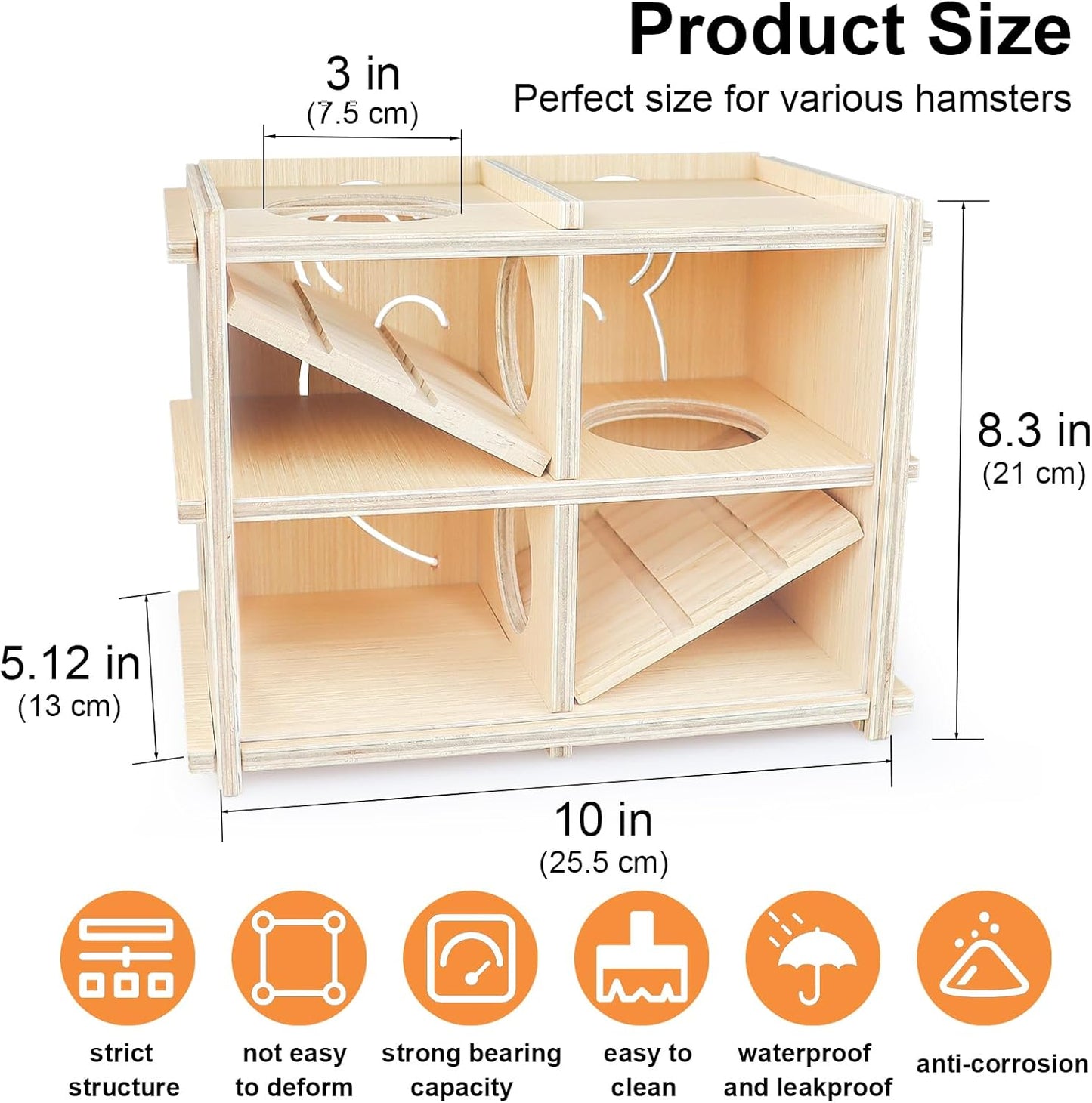 Hamster Toy Adventure Box,Multi Chamber Viewable Hamster House with Tunnel Meets The Nature of All Kinds and Sizes of Hamsters Rats Small pet Rodents(S)
