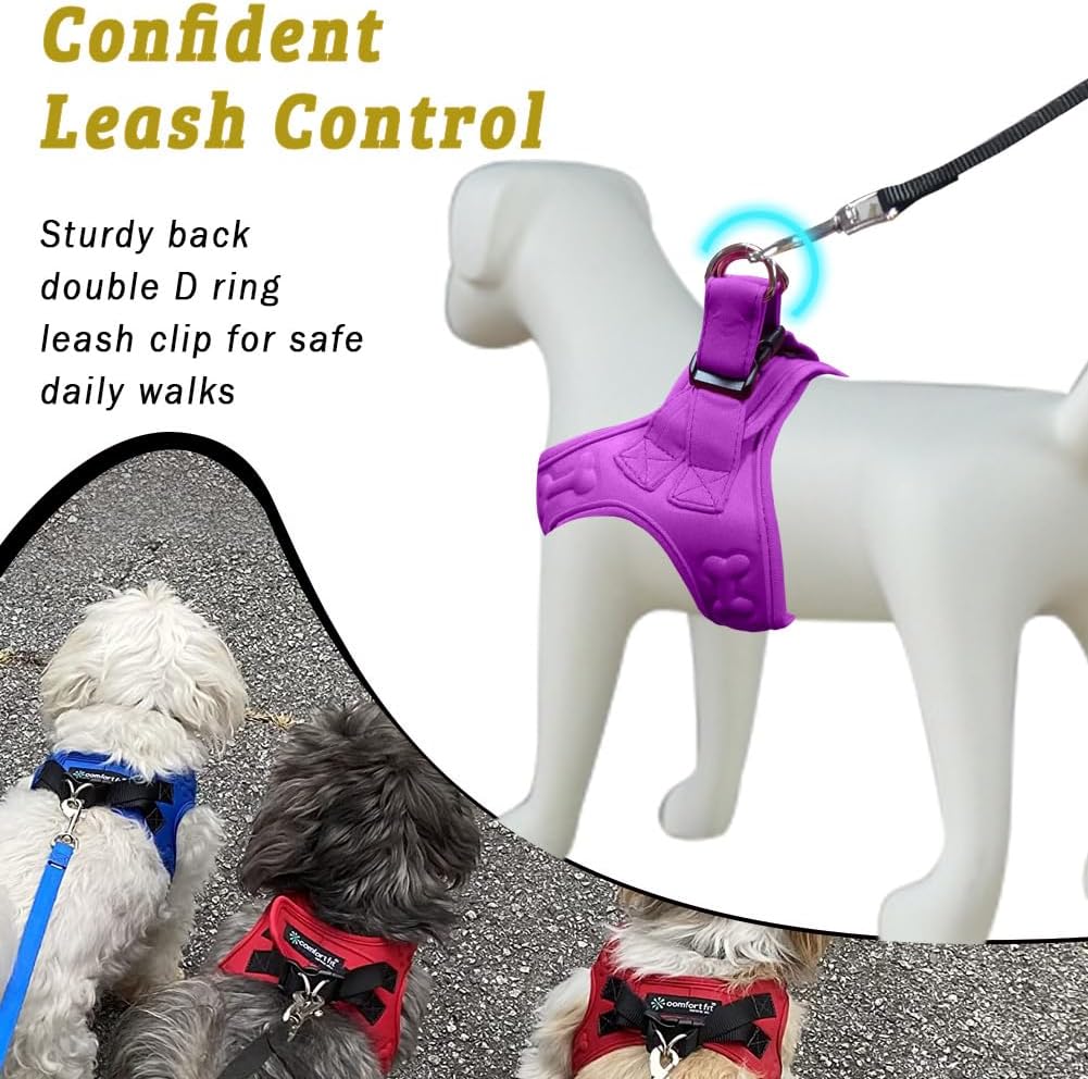 Comfort fit Step-in Dog & Puppy Harness - Comfortable All Weather Dog Vest Harness: Adjustable, Soft Padded, Easy to Put-on for Small, Medium-Sized Dogs.