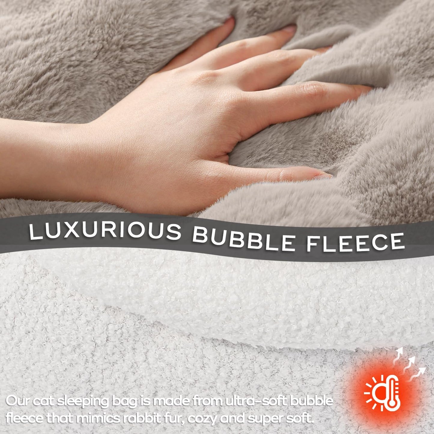 Cat Sleeping Bag for Indoor Cats Self Warming Cat Bed Fits up to 15 lbs Pets Soft Plush Warm Bed 360° Wrap Bag Washable Comfortable Pet Sleeping Bed 21" × 17" Coffee