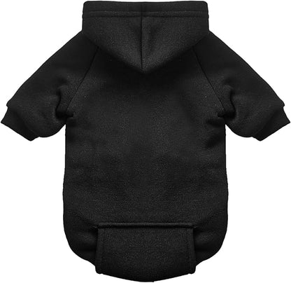 Jecikelon Winter Dog Hoodie Sweatshirts with Pockets Warm Dog Clothes for Small Dogs Chihuahua Coat Clothing Puppy Cat Custume (Black, X-Small)