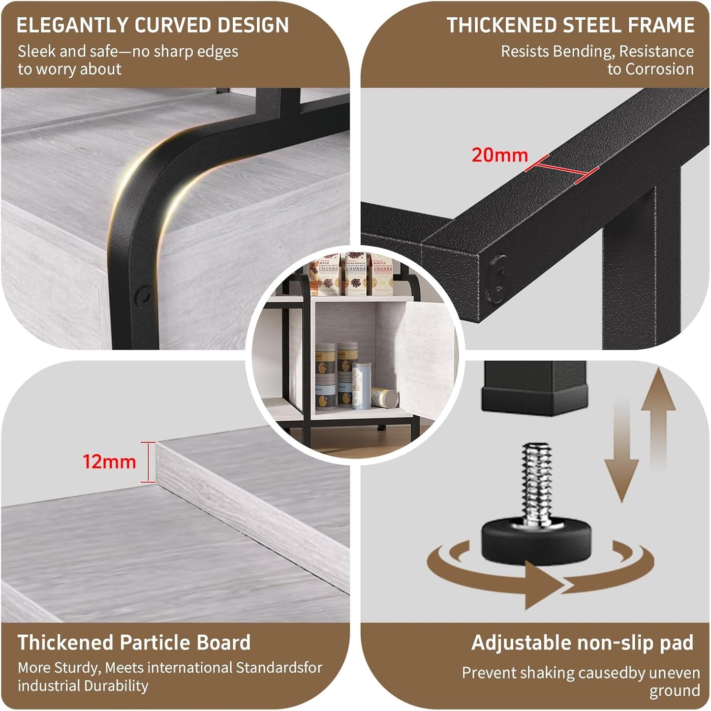 40-50 Gallon Fish Tank Stand，750 lbs Capacity Aquarium Stand，Heavy-Duty 3-Level Reptile Stand with Built-in Storage，36.8×15.7×31.5" Steel Terrarium Stand (Greige)