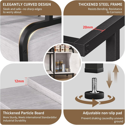 40-50 Gallon Fish Tank Stand，750 lbs Capacity Aquarium Stand，Heavy-Duty 3-Level Reptile Stand with Built-in Storage，36.8×15.7×31.5" Steel Terrarium Stand (Greige)