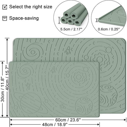 OHMO Dog Food Mat, Silicone Waterproof Cat Food Mat, Non-Skid Spill Proof Pet Feeding Mat for Food and Water, Easy to Clean Dog Placemat(Sage Green, 18.9" x 11.8")