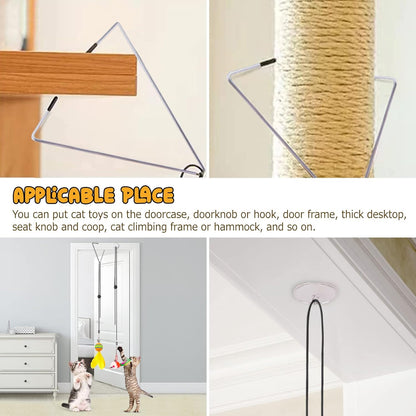 Cat Toys Wand, Interactive Cat Toy with Super Suction Cup Sticky Detachable 12 PCS Feather Replacements 2 Wands Cat Spring Feather Toys for Indoor Cats Kitten Toys (8 Toys Double Headed)