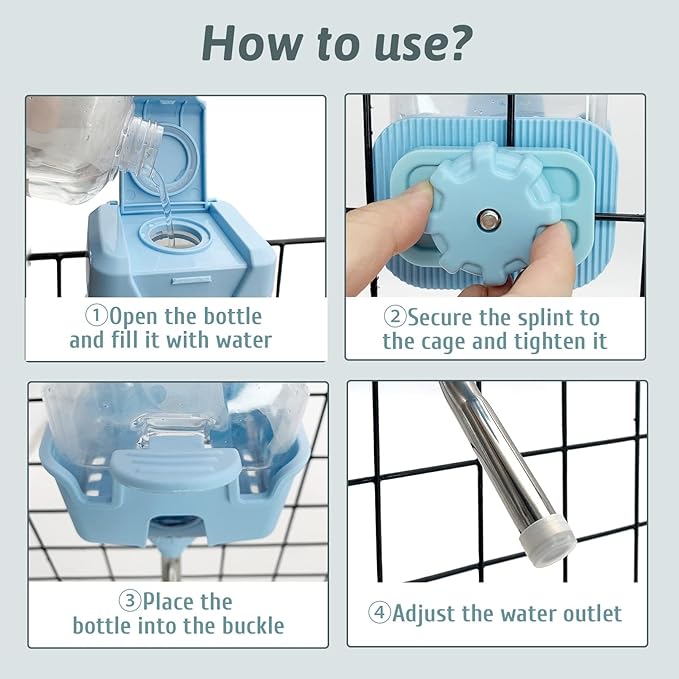 BNOSDM 25 oz Rabbit Water Bottle No Drip for Cage, Top Fill Hanging Water Dispenser for Bunny Crate, Auto Water Feeder for Chinchillas,Squirrels,Guinea Pigs (Pink)