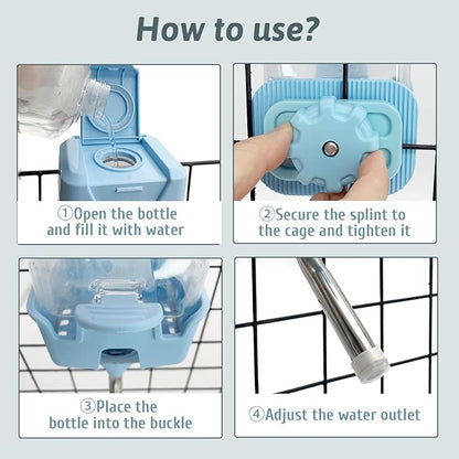 BNOSDM 25 oz Rabbit Water Bottle No Drip for Cage, Top Fill Hanging Water Dispenser for Bunny Crate, Auto Water Feeder for Chinchillas,Squirrels,Guinea Pigs (Pink)