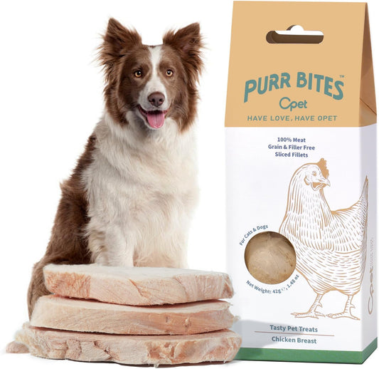 OPET Freeze Dried Chicken Breast Cat Treats for Cats & Dogs，Single Ingredient Grain Free High Protein Pet Food，Healthy Training Snacks ，(Chicken Breast-1.48 Ounce)