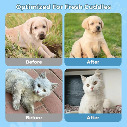 Vannon Extra Thick Pet Bathing Wipes for Dogs & Cats, Cleaning & Odor-Controlling Grooming Gloves, Nourish Fur Glove Wipes for Daily Care and Traveling, Rinse Free, Unscented, 4 Pack, 24 PCS