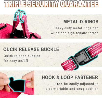 Dog Harness Step in Dog Vest Harness, Reflective Adjustable Puppy No Pull Harness Breathable Soft for Small and Medium Dogs Cats, Pink, XXS