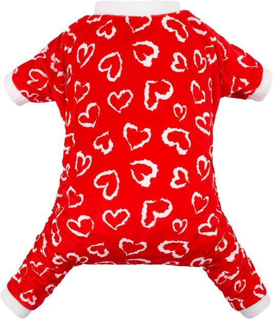 CuteBone Small Dogs Valentines Outfit Soft Puppy Onesies Pjs Dog Pajamas Pet Coat Cat Apparel Comfy Doggie Jumpsuit Bodysuit for All Seasons P202L