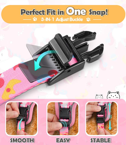 Halypet Cat Harness and Leash Set[MAX Safety 4th-Gen] Cute Escape Proof Vest Harness for Girl&Boy Cat Walking, Comfortable Adjustable Leash and Reflective Strips for Outdoor Kitten, XS Pink Unicorn
