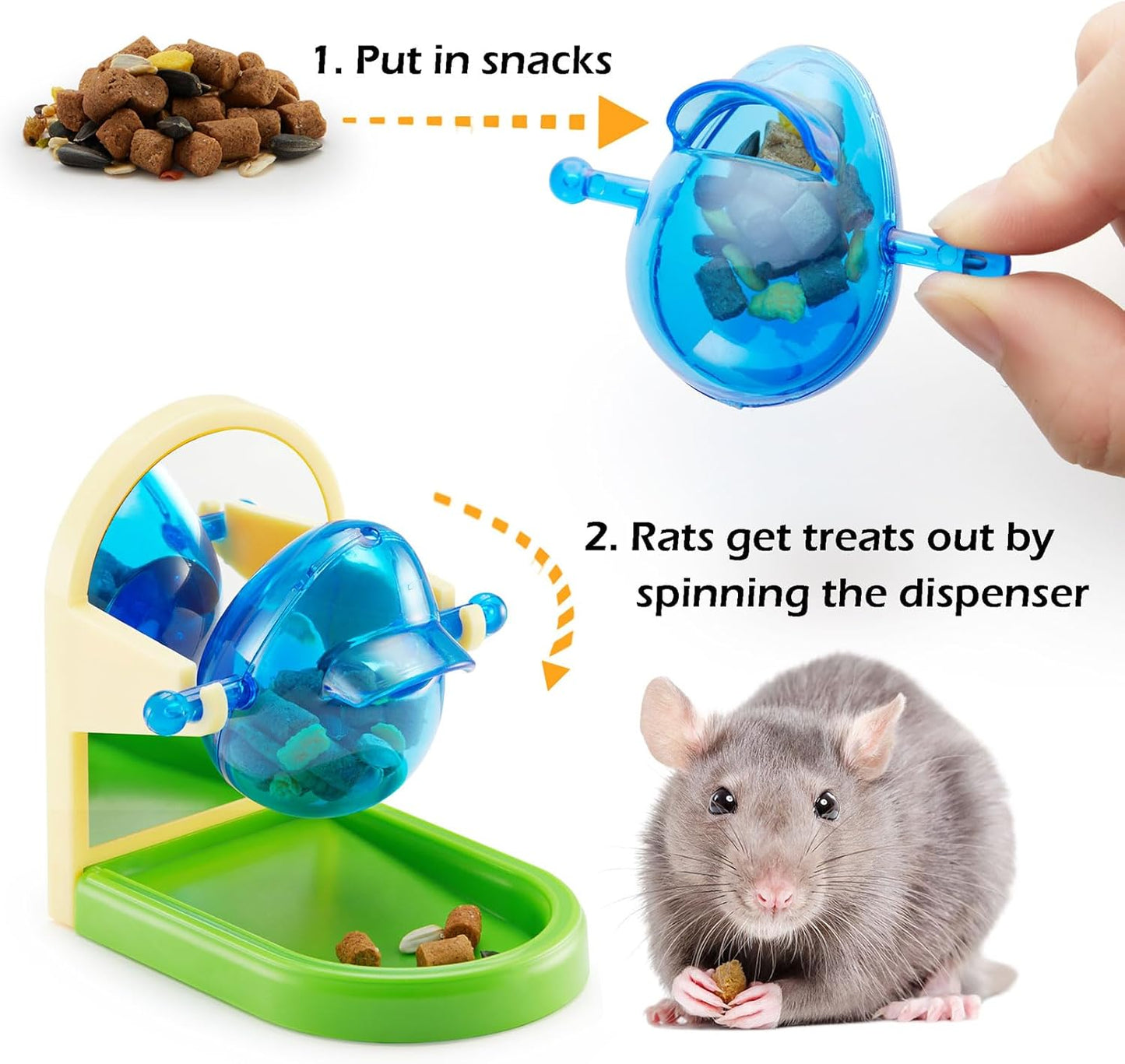 Rat Enrichment Toys, Interactive Foraging Toys For Rats, Intelligence Growth Rat Enrichment Puzzle Games, Treat Dispensing Slow Feeder for Rats Cage Toy, Bird Foraging Toy for Parakeet Conure (1Pcs)