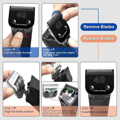 7F Blades Dog Grooming Blades Compatible with Andis/Oster A5/Wahl KM-10 Series Dog Clippers,Detachable Clipper Replacement Blade,Black (7FC/3PCS)