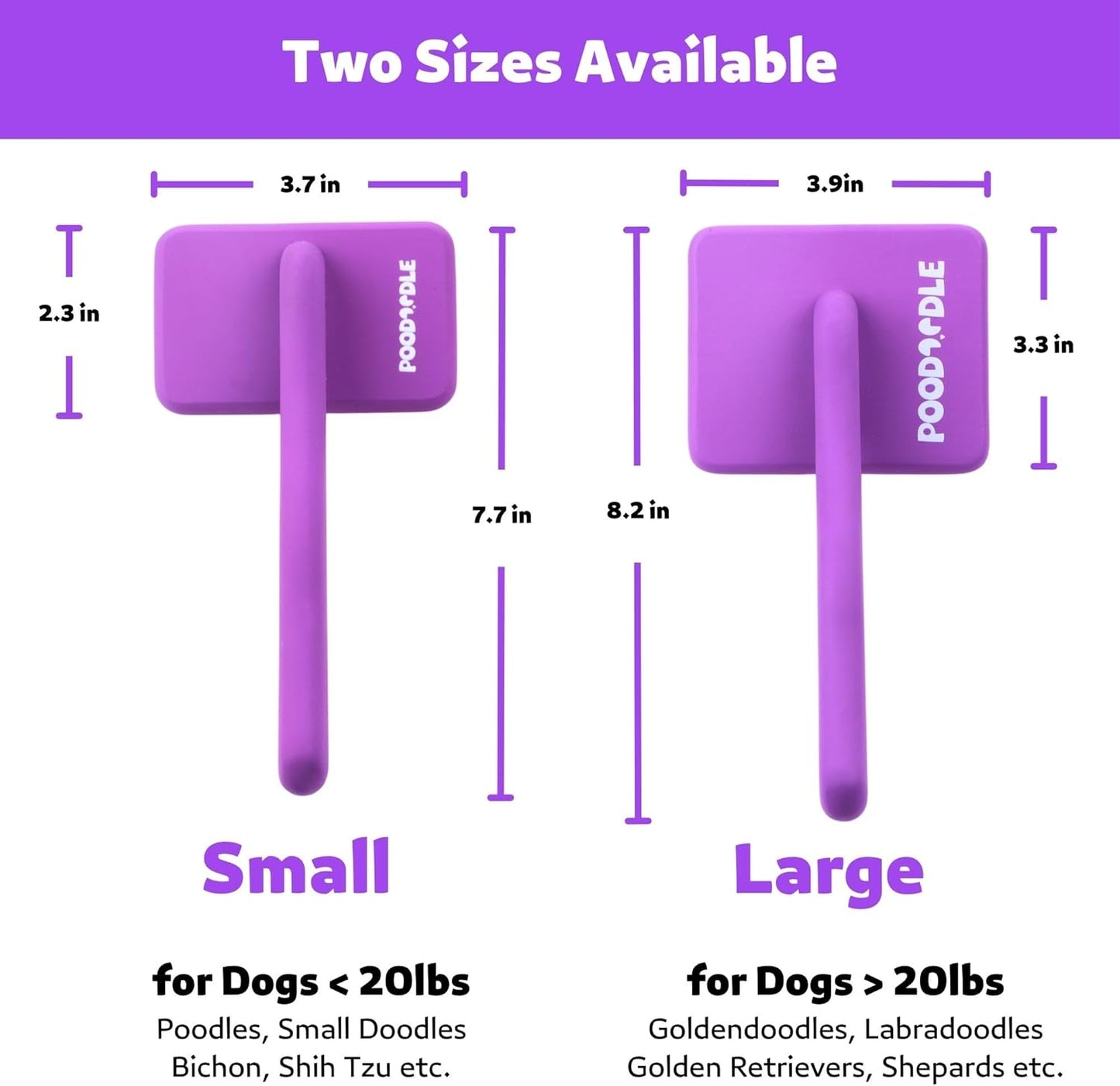 Small Slicker Brush, Purple, Hair Brush for Curly Wavy Haired Dogs - Poodles, Doodles, Bichon, Bernese Mountain Dog, Cocka Spaniels - Detangling, Grooming, Deshedding - 1 inch