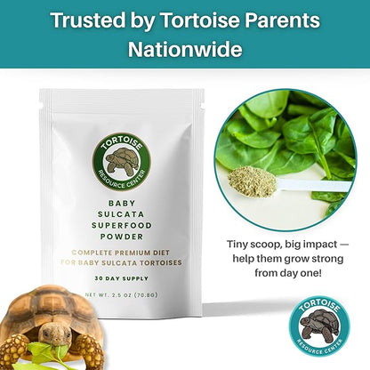 Premium Baby Sulcata Tortoise Food Powder with Calcium | Complete Diet for Baby Sulcata Tortoises | High Fiber, Low Protein with Probiotics for Growth & Shell Health | 4.5 oz Bag | 30-Day Supply