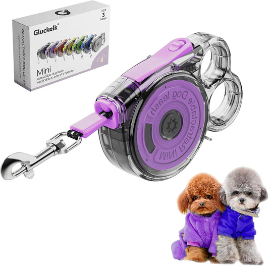 10ft Retractable Dog Leash for Small Dogs, Puppies, and Cats, 360° Tangle-Free, One-Handed Brake, Applicable to Pets of Small Size