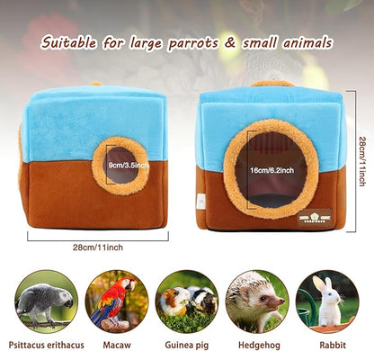 Large Size Parrot Nest House - Winter Warm Bird Snuggle Hut Hanging Birds House Cage Hideaway Cave Bed for Large Birds Amazon Parrots African Grey Cockatoos Macaws