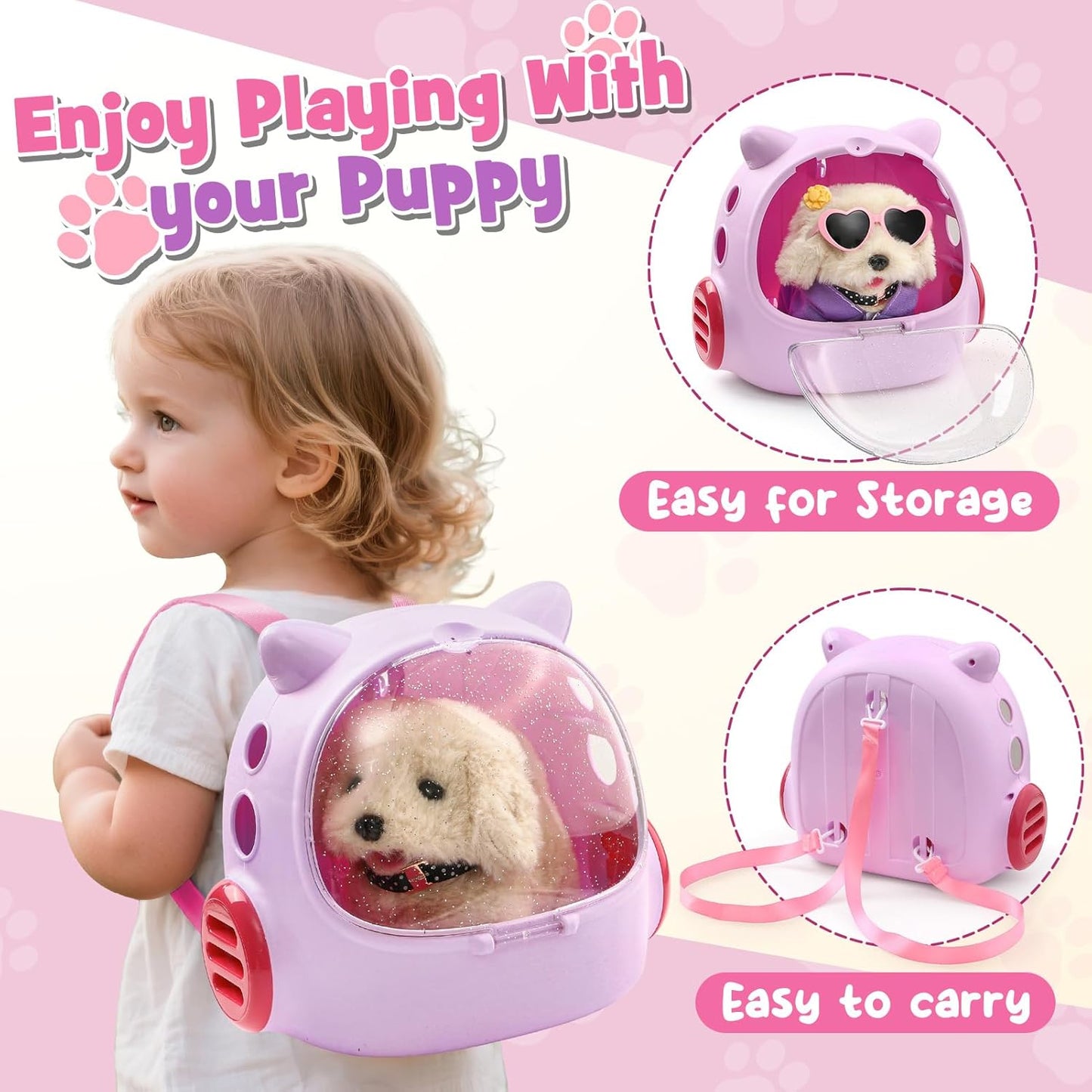 17pcs Robot Dog Toys for Girls Kids Boys 3-6, Realistic Interactive Robot Puppy Dog Plush Toys with Walk & Bark, Pretend Play Puppy Pet Care Playset, 3 4 5 6 Year Old Girl Birthday Gift Ideas