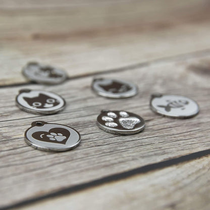 Stainless Steel Cat ID Tags - Engraved Personalized Tags with up to 4 Lines of Text and Cat & Mouse Shapes