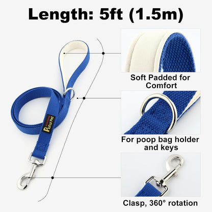 Plutus Pet Cotton Dog Harness and Leash Set, Reflective and Soft Padded, Quick Fit Vest Harness, for Small, Medium and Large Dogs, Royal Blue, XXS