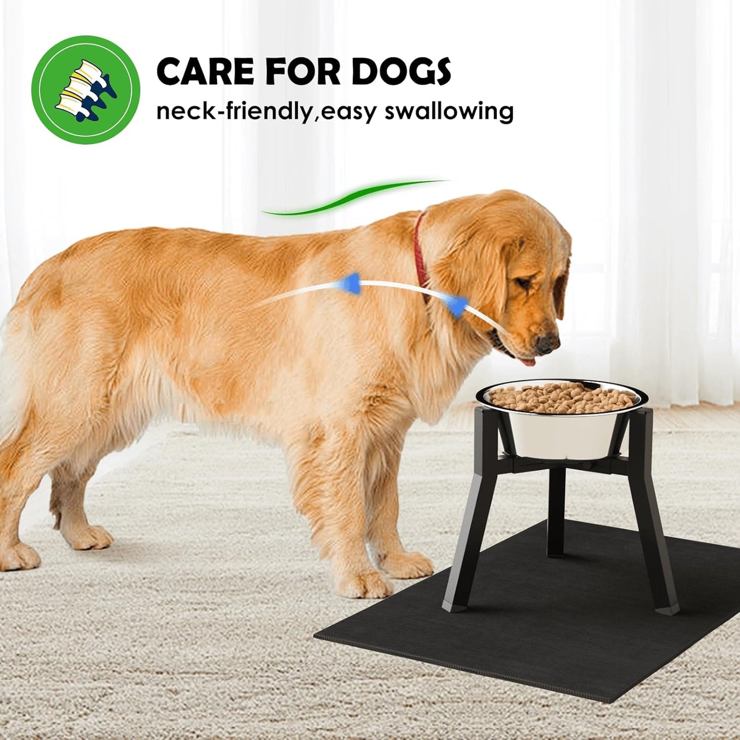 Dog Bowl Stand for Medium Large Dogs with Mat, Adjustable Width 7-10.6" Wide for Elevated Dog Bowls, Raised Food Water Bowls, 11 inch Tall Single Holder, Bowl Not Included