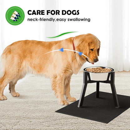 Dog Bowl Stand for Medium Large Dogs with Mat, Adjustable Width 7-10.6" Wide for Elevated Dog Bowls, Raised Food Water Bowls, 11 inch Tall Single Holder, Bowl Not Included