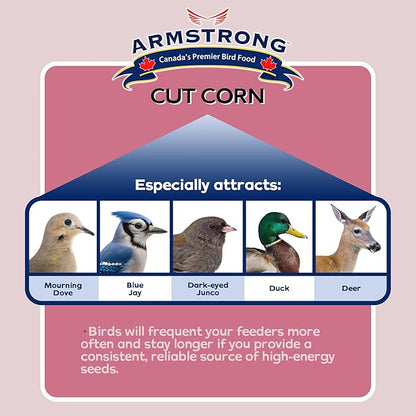 Armstrong Wild Bird Food Cut Corn, 23 Pounds - Premium High-Energy Feed for Mourning Doves, Blue Jays, Ducks & Deer - Ideal for Backyard Feeders, Ground Feeding & Outdoor Wildlife
