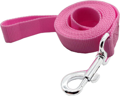 Nylon Dog Training Leash, Traction Rope, 4/5/6 Feet Long, 3/4 Inch 1 Inch Wide, for Small and Medium Dogs (1'' x 4 FT, Pink)