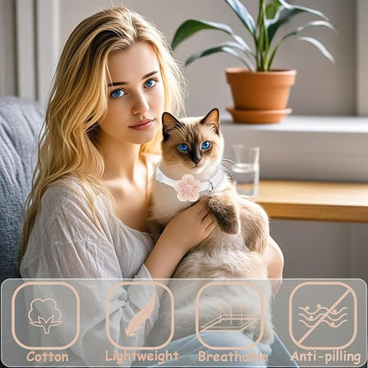 Breakaway Cat Collars with Bells, MUZIEBA Kitten Collar for Girl Boy Adjustable Safety Kitty Collars for Cats Puppy and Small Pets (White)