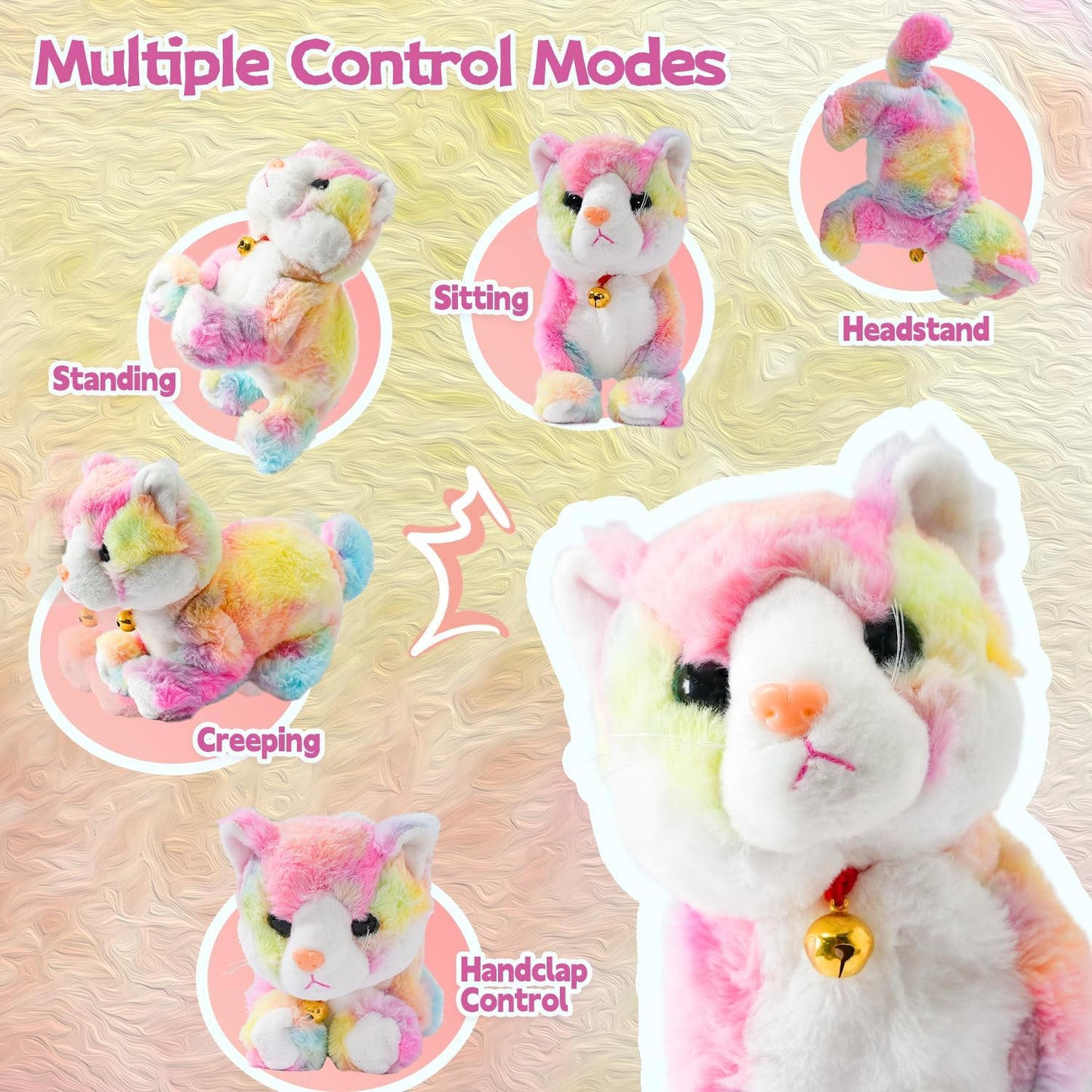 Plush Cat Stuffed Animal Interactive Cat Robot Toy, LED Robotic Cat Barking Meow Kitten Touch Control, Electronic Cat Pet, Robot Cat Kitty Toy, Animated Toy Cats for Girls Baby Kids