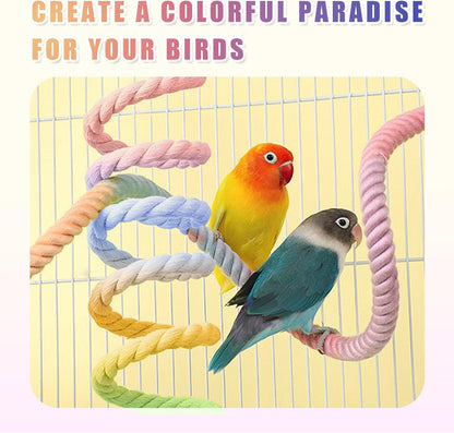 3PCS Parrot Perch,Soft Rope Bird Perches for Cage, Bendable Climbing Toys and Stands for Cockatiels, Parakeets and Lovebirds,Bird Cage Accessories Set