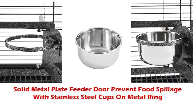 Deluxe Portable Wrought Iron Bird Travel Parrot Vet Carrier Cage Prevent Beaks Out Pet Products for Parrots Conures Cockatiel Amazon African Grey Prevent Beaks Out Include Cage Cover